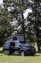 Ford Custom V710 L1 VW T7 sleeper roof - High front - Open-sky bellows - Molded headlining - Black - With LED 