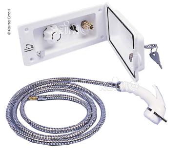 Water socket with pre-mixer + shower white, without lock