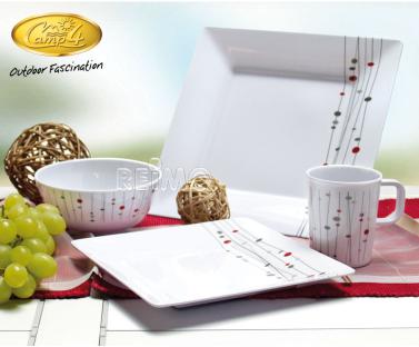 Melamine Tableware, Set MODENA Camp4, For 4 People/16 Parts