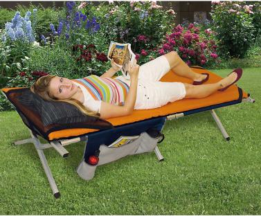 [91044] Camping Bed, Euphrat Luxus, Olive, 200x81x41, with sleeping mat & Utensilo